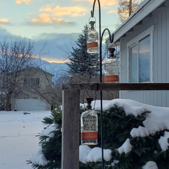 Solar Hanging Bulleit Bourbon Lantern *BEAUTIFUL IN WINTER, TOO* - Picture 5 of 10